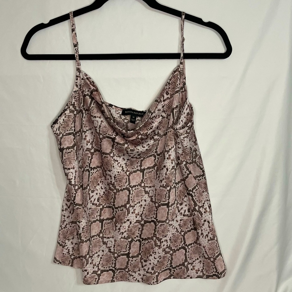 Banana Republic Snakeskin Print Cowl Neck Cami Top EUC